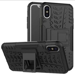 Rugged Phone Cover w/Kickstand Fits iPhone X Black